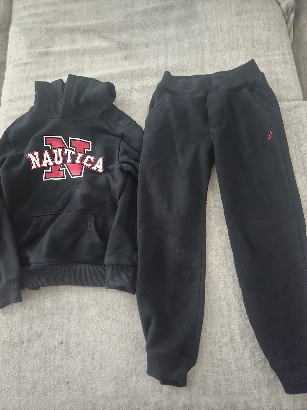 Nautica Kids Black Jogger Sweatpants with Red Logo Detail